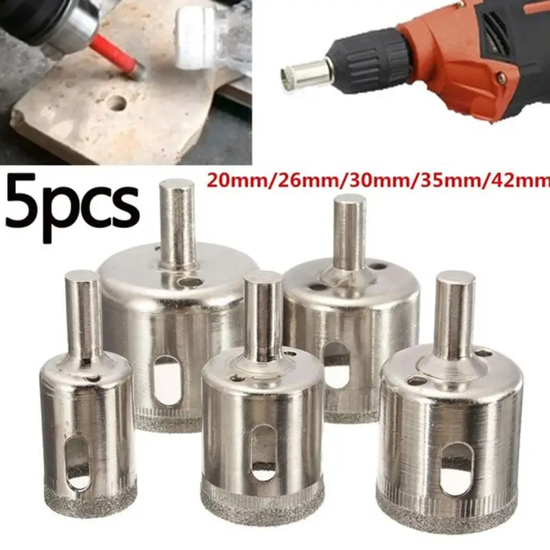 5pcs/lot 20/26/30/35/42mm Diamond Blade Hole Saw Coated Core Set Drill ...