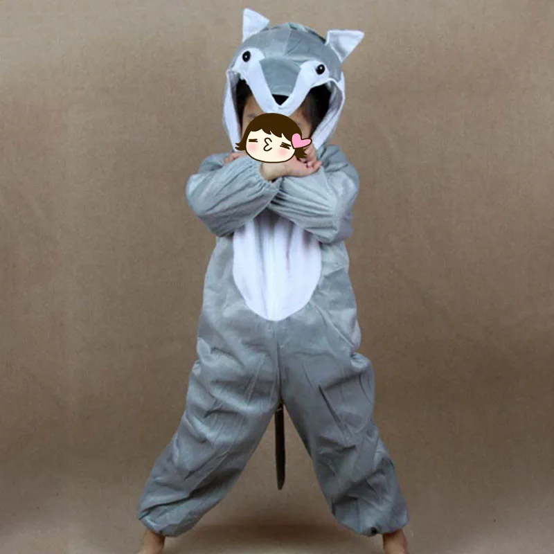 Party Children Animal Cosplay Costume Cartoon Grey Wolf Role Play Clothing Jumpsuits Boy Girls halloween costume for kids Party Children Animal Cosplay Costume Cartoon Grey Wolf Role Play Clothing Jumpsuits Boy Girls halloween costume for kids