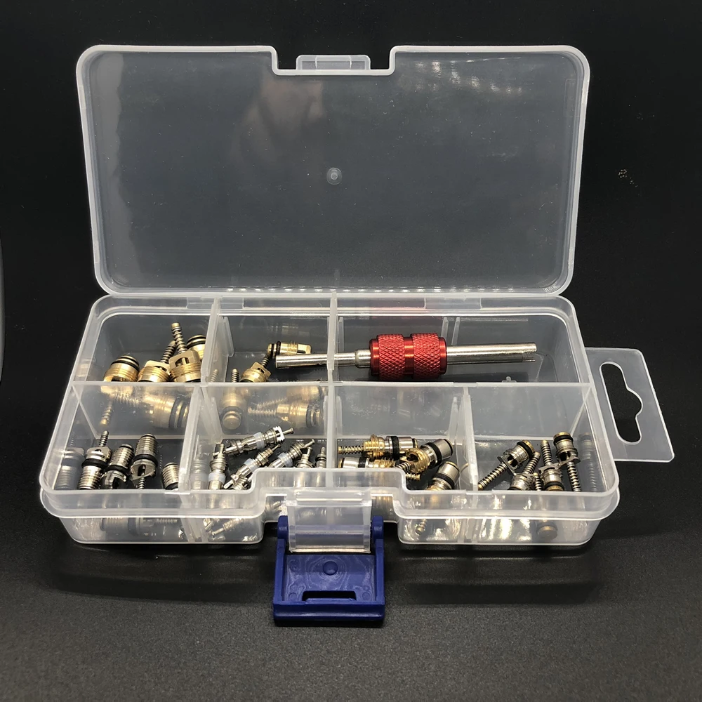 

35PCS Air Car Conditioning A/C Valve Core Stem for Volvo Ford Chrysler R12 R134A Systems with Remover tool kit