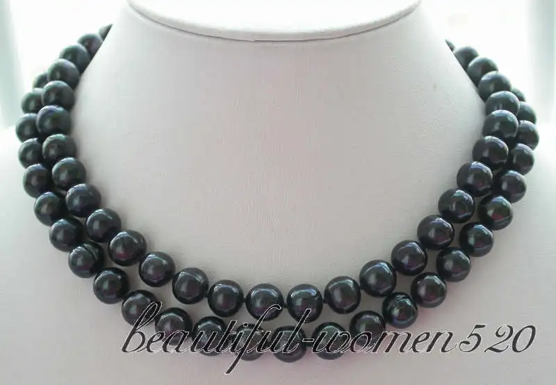 

Z3196 32" 10mm round black freshwater pearl necklace