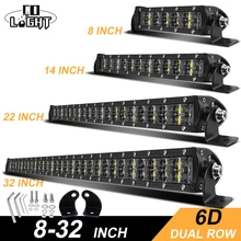 Co-light-barre lumineuse 6D pour tout terrain, lampe de travail 120, pour tracteur, bateau, Lada 4WD, 4x4, SUV ATV, capacité 12/24V, 36W, 72W, 180W, LED W