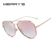 MERRYS, модные женские солнцезащитные очки, классические, фирменный дизайн, двухлучевое покрытие, зеркальная плоская панель, линзы, летние, оттенки S8492