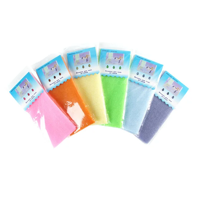 Cheap 6pcs/lot Nylon Japanese Exfoliating Beauty Skin Bath Shower Batn Sponges Wash Cloth Towel Back Scrub Body Cleaning Tools Random