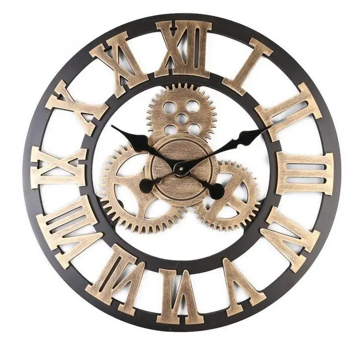 40 см ручной работы негабаритных 3D ретро деревенский декоративный роскошный художественный большой механизм деревянные винтажные большие настенные часы на стену для подарка