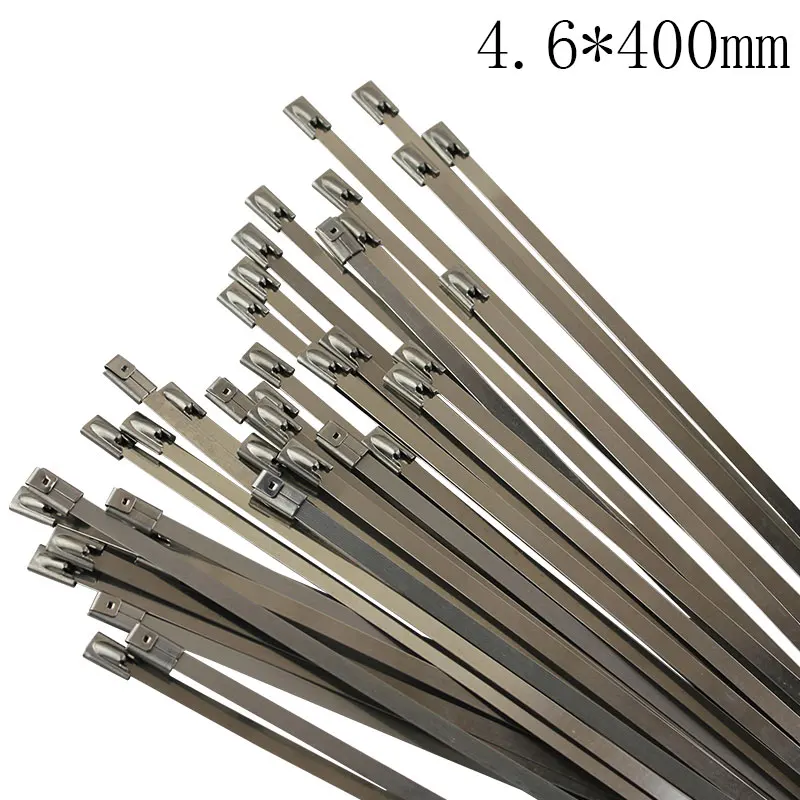 

10pcs 4.6x400mm 4.6*400mm Latching Self-Locking Stainless Steel Zip Cable Tie Lock Tie Wrap cable ties
