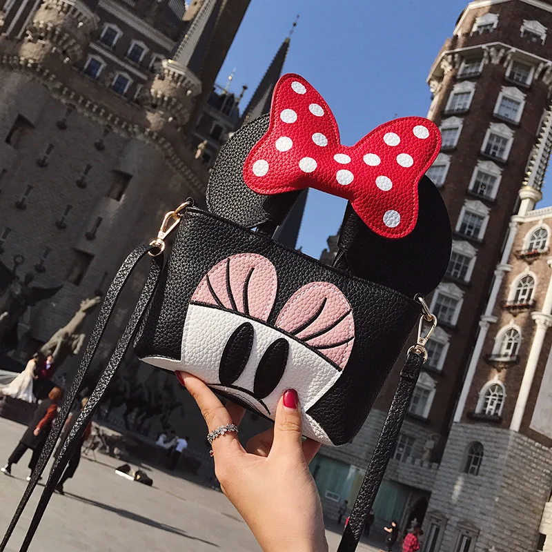 

Lady Cute Crossbody Bags Cartoon Minnie Mickey Mous Animal Shoulder Bags Women Ear Small Flap Handbag Mini Messenger Bag C276