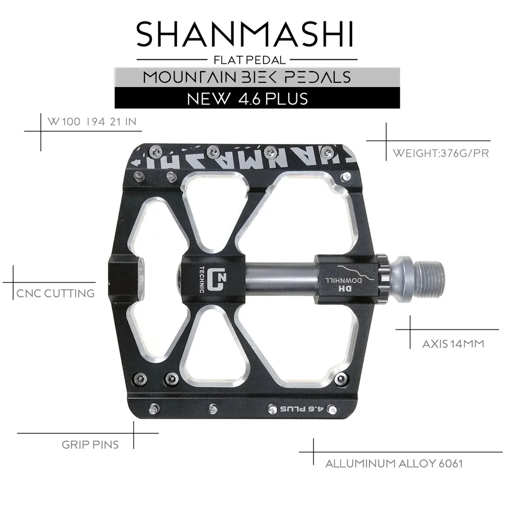 Aluminum MTB DH Road XC Bike 3 Bearings Pedals flat Platfrom Pedal 4.6plus blue