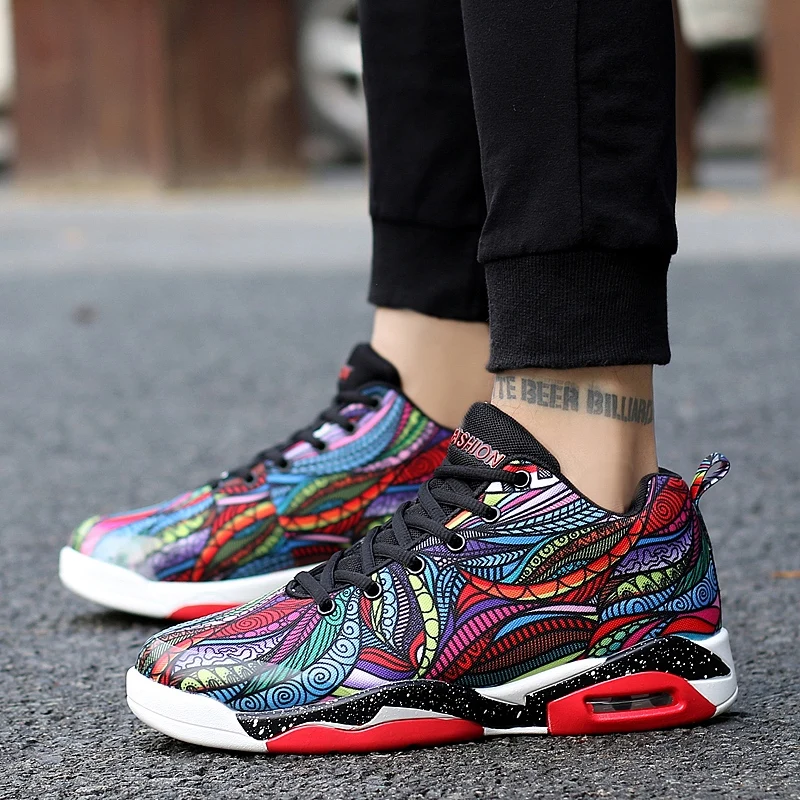 

LUONTNOR Outdoor Men Athletic Cushion Sneakers Colorful Jogging Running Shoes Damping Adults Sports Shoes Plus Size 47 Footwear