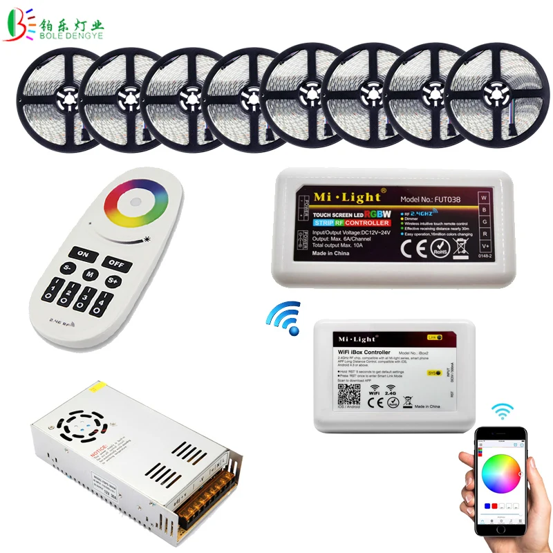 Corda em Série Controlador plus Power m plus mi 5050 Wifi Rgbw Rgbww Tira Conduzida Impermeável Fita Flexível Luz da 40 m 20 Luz rf Remoto Wifi