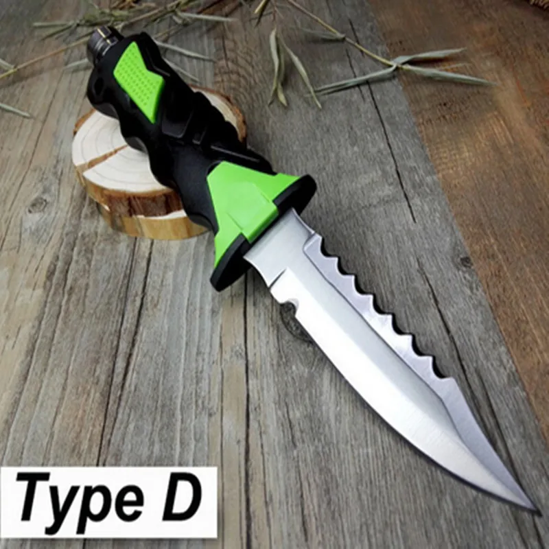 Deepsea Дайвинг нож с фиксированным лезвием 440C Титан Нержавеющая сталь Профессиональные Леггинсы прямые ножи и ABS оболочка - Цвет: Армейский зеленый