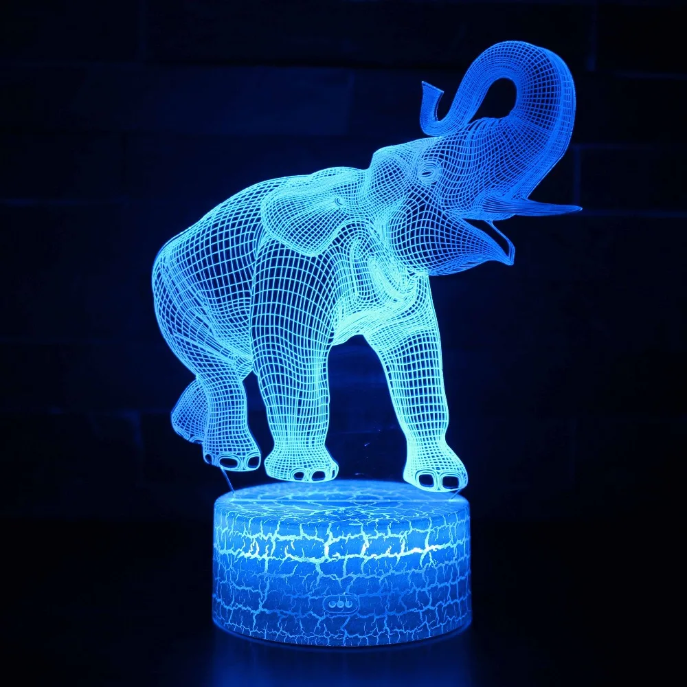 

IKVVT 3D LED Night Light Dance Elephant with 7 Colors USB Light for Home Decoration Lamp Amazing Visualization Optical Illusion