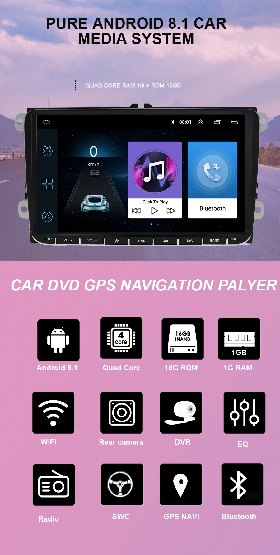 Navivox Android 8,1 Автомобильная dvd-навигационная система для Skoda OCTAVIA III POLO GOLF 5 6 Jetta PASSAT B5 B6 Tiguan Touran Caddy сиденья Rapid