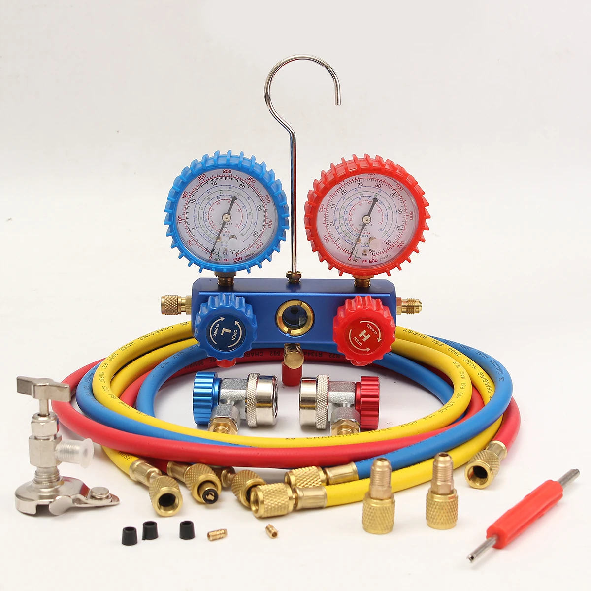 

R134A HVAC A/C Refrigeration Kit AC Manifold Gauge 60" Hose Set Auto Service Kit Diagnostic Tools