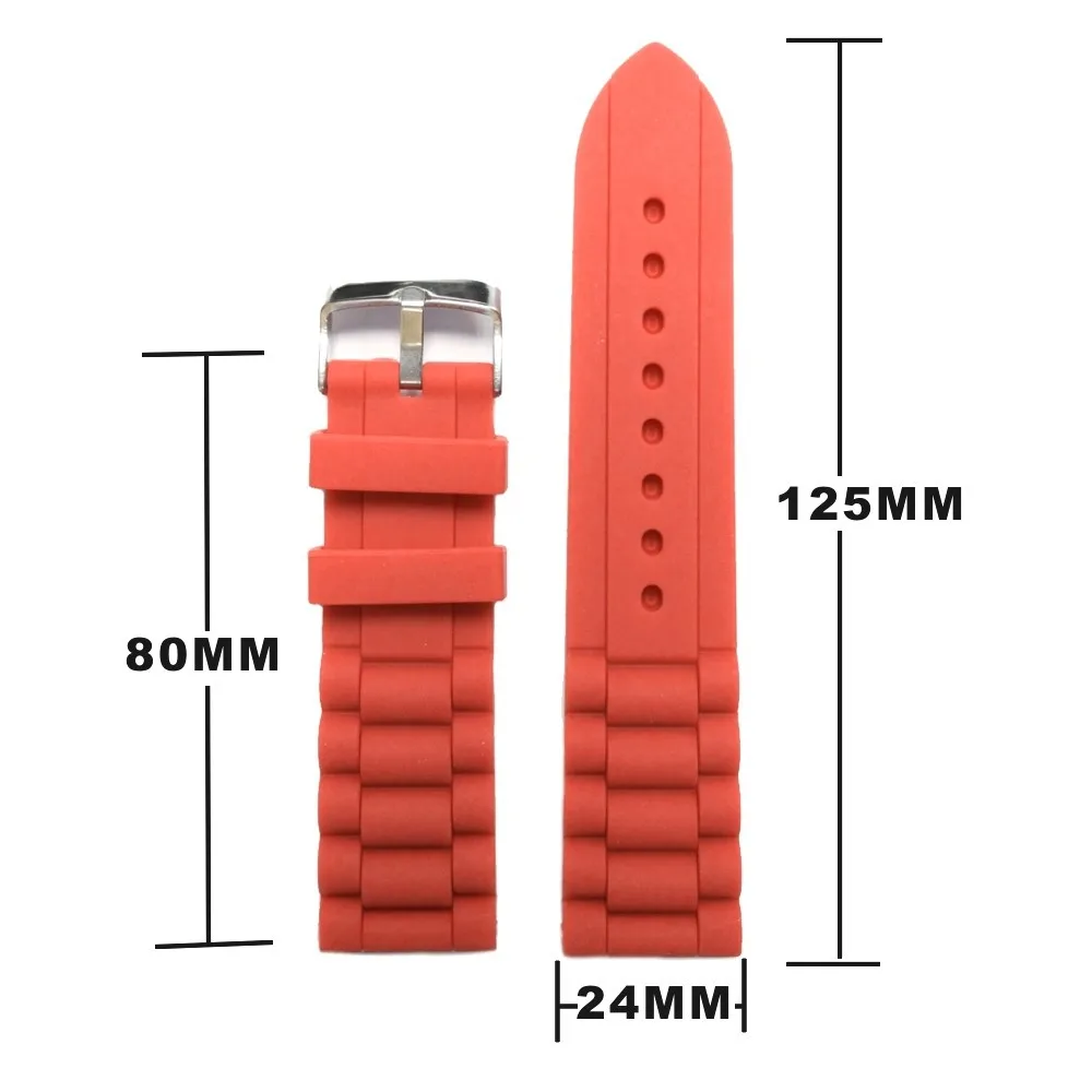 24 мм Повседневная красная силиконовая форма-украшение для торта дамы для ремешка часов WB1002F24JB пружина бар и пружина бар инструмент для удаления включены