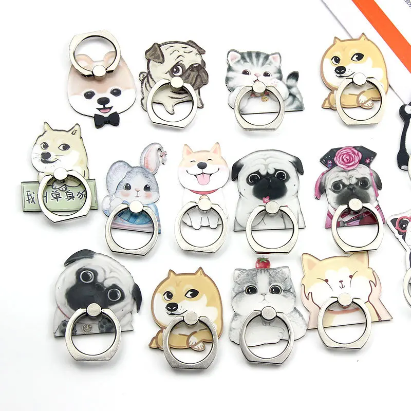 Universal Acrylic Finger Ring for Smartphone Lovely Dog Series Cartoon cute mobile phone holder Stand Ring Support For Samsung