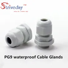 100 шт./лот Белый Черный PG9 нейлон кабельный ввод Проводные изделия LED кабельный разъем водонепроницаемый железы