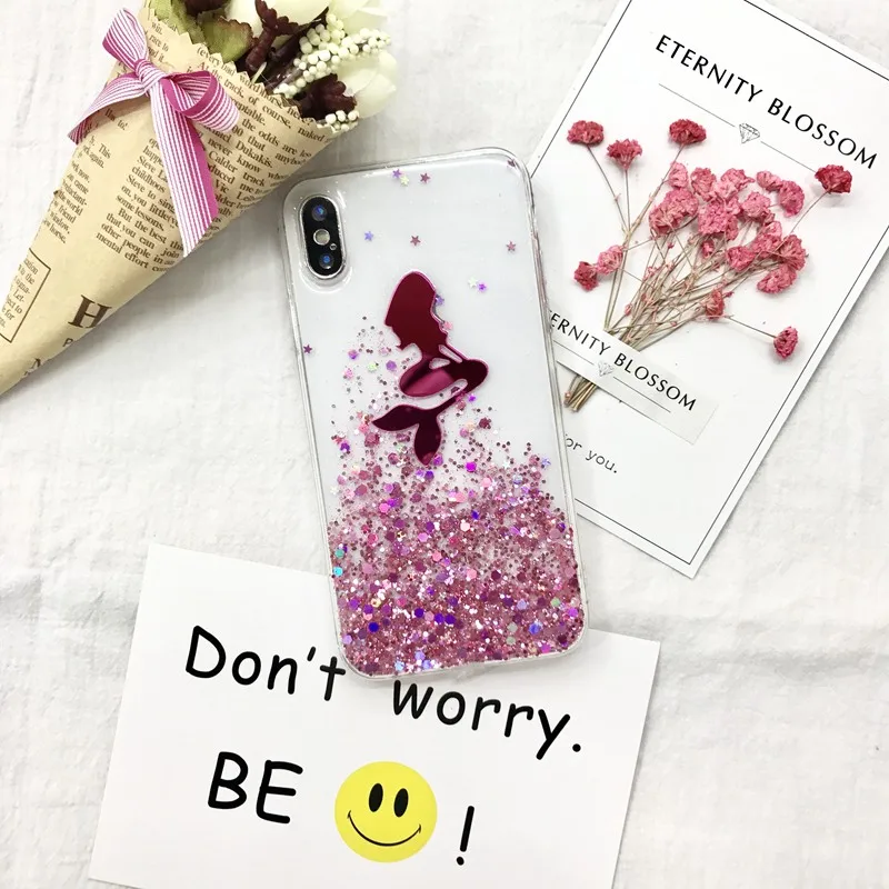 Tfshining 3D Cartoon Alice Princess Mermaid Phone Case For iPhone 8 7 6S 6 Plus Cute Back Cover Clear Case For iphoneX Xs Max XR (5)