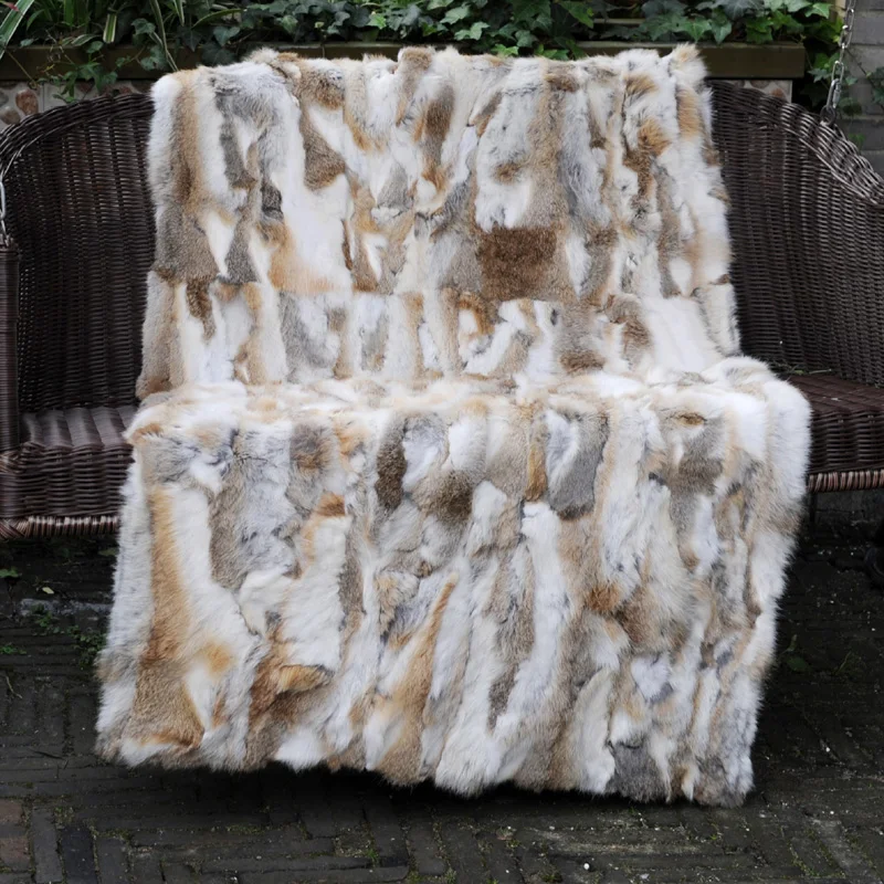 CX-D-11F 150x200 см постельное белье в стиле пэчворк реальные одеяло из меха кролика пледы ковры