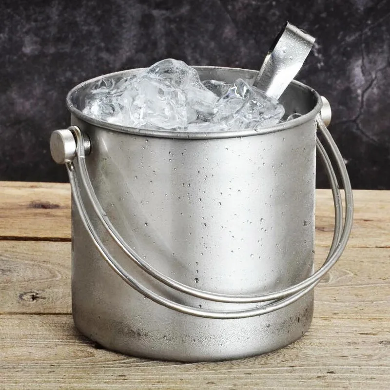 1.2L/2L/2.8L Stainless steel double handle large ice bucket practical