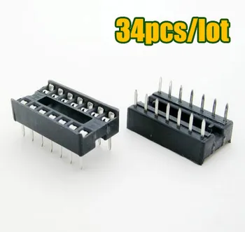 

34PCS/Lot 14 Pin 2.54mm Pitch DIP IC Sockets Square Pin DIP14 test socket