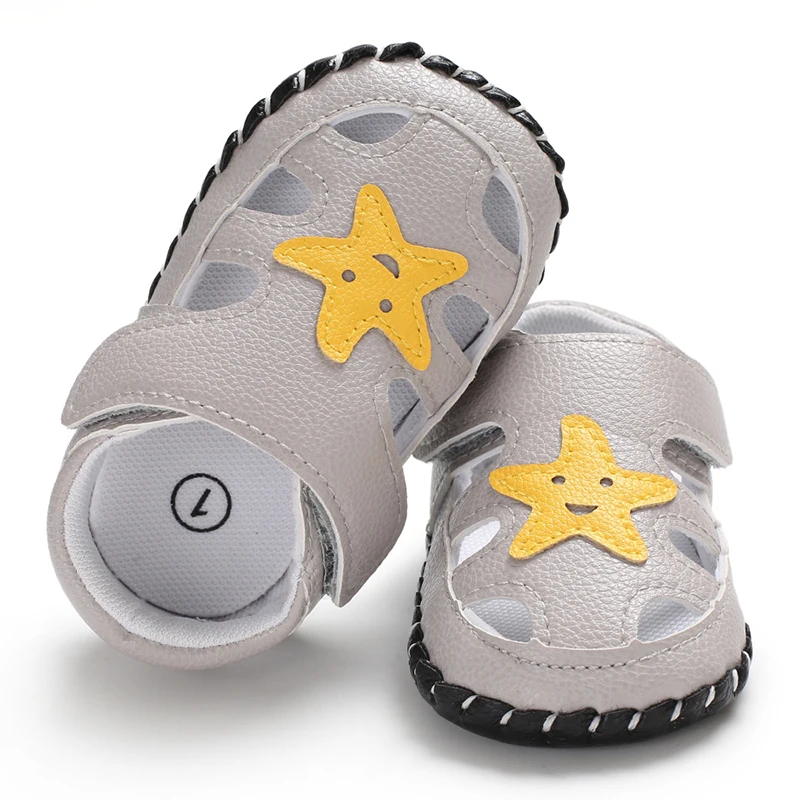 Летняя обувь для маленьких мальчиков и девочек; мягкие сандалии с героями мультфильмов для малышей; кожаные дышащие тапочки для малышей; сандалии для начинающих ходить; пляжная обувь - Цвет: as photo show