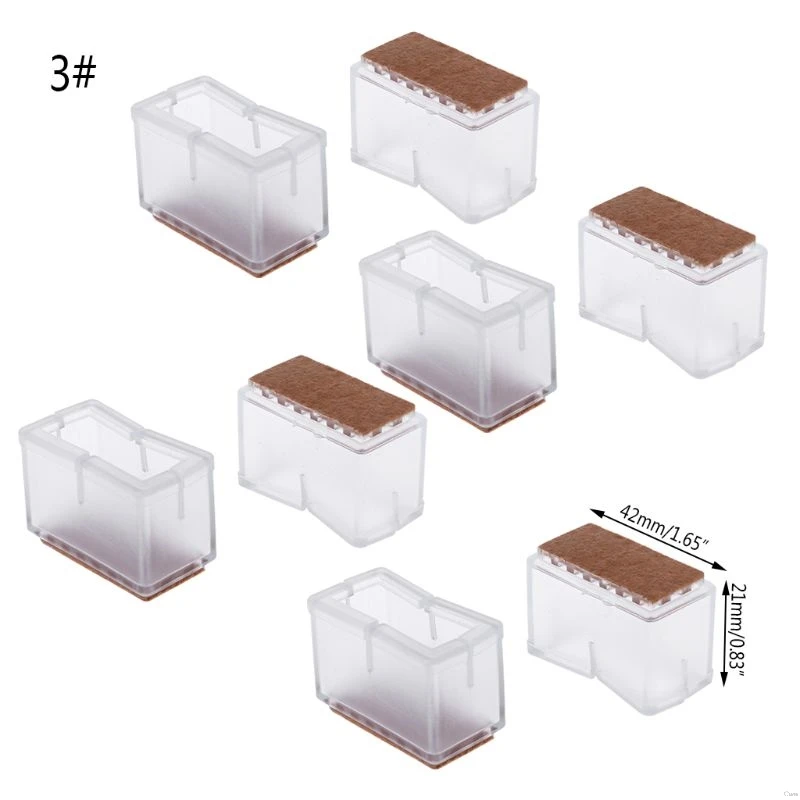8 шт квадратные силиконовые ножки стула крышки ноги колодки мебель стол чехлы протекторы для деревянного пола Прозрачный