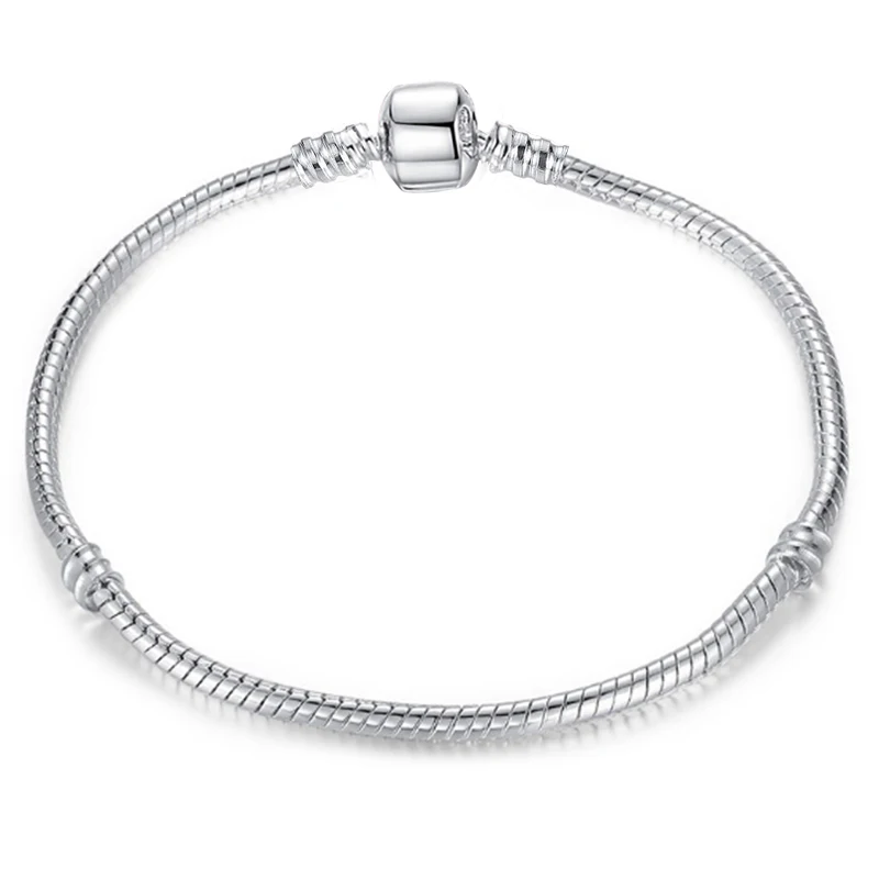 DINGLLY 925, модный серебряный, розовый, золотой браслет, цепочка в виде змеи, браслет, браслеты для мужчин и женщин, подарок для влюбленных пар - Окраска металла: Silver