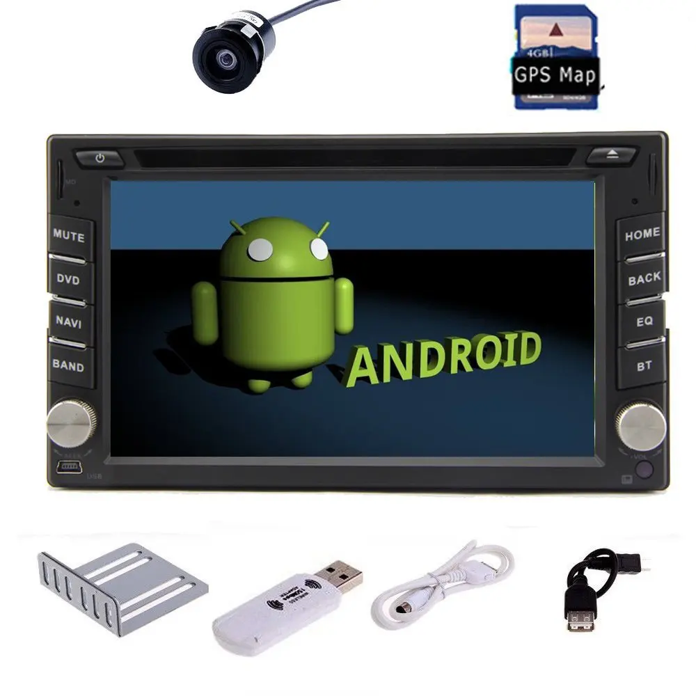 Бесплатная камера + 3 г dongle Универсальный 2 DIN Android 4.2 GPS стерео радио dvd-плеер 3G-Wifi BT