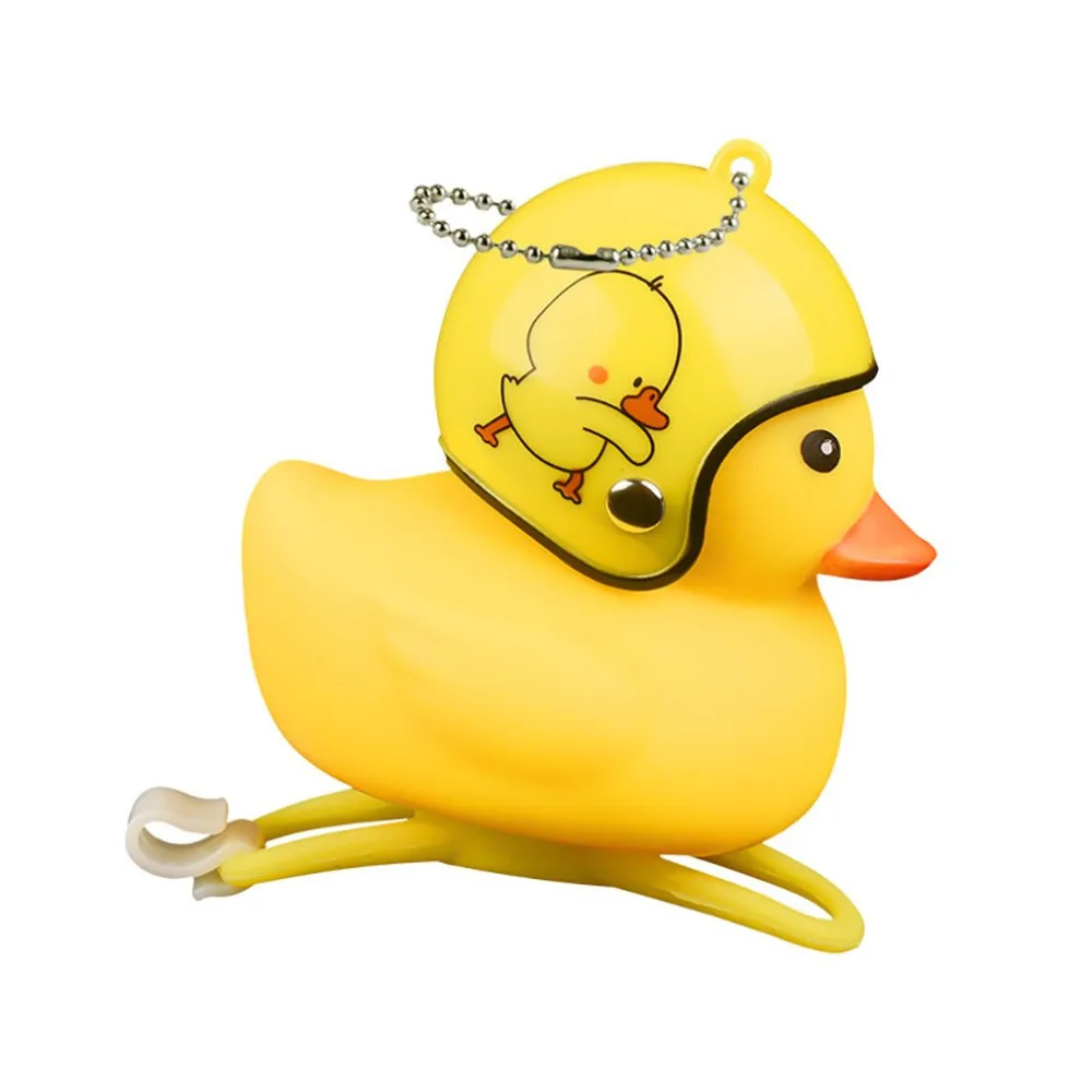 Flash Deal 1pc cartoon yellow silicone duckling helmet headlight bicycle light mountain bike handlebar duck headlight bell bicycle accessor 2