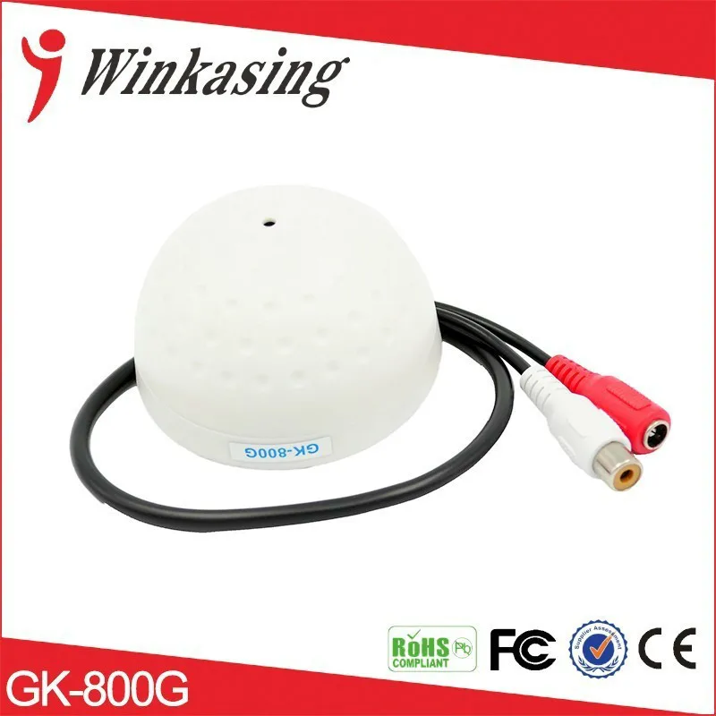 

White CCTV Microphone Audio Pick up Device High Sensitivity 12V DC Half Ball Sound Monitor Ceiling Mount Microphone