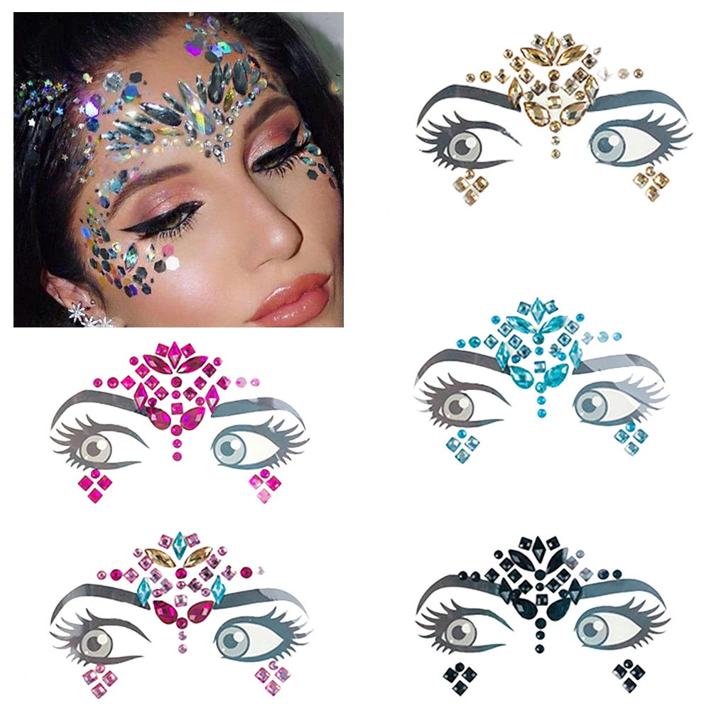 

1 Sheet Handpicked Bohemia Tribal Style 3D Crystal Sticker Face And Eye Jewels Party DIY Decor Temporary Tattoo Sticker