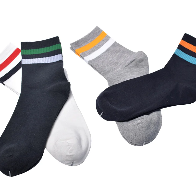 5 Pairs Men Socks Stripe solid color Cotton Breathable Male Middle Socks trend New SpringAutumn Soft 2019 Men's Clothing (4)