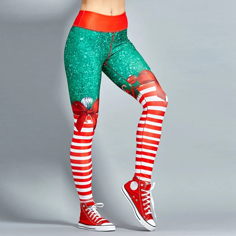 Women Christmas Yoga Pants High Waist Elastic Fitness