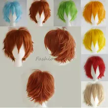 Cool Boys Cute Girls New Blue Green White Synthetic Short Wig Anime Cosplay Fancy Dress Full Head Wigs Free Shipping