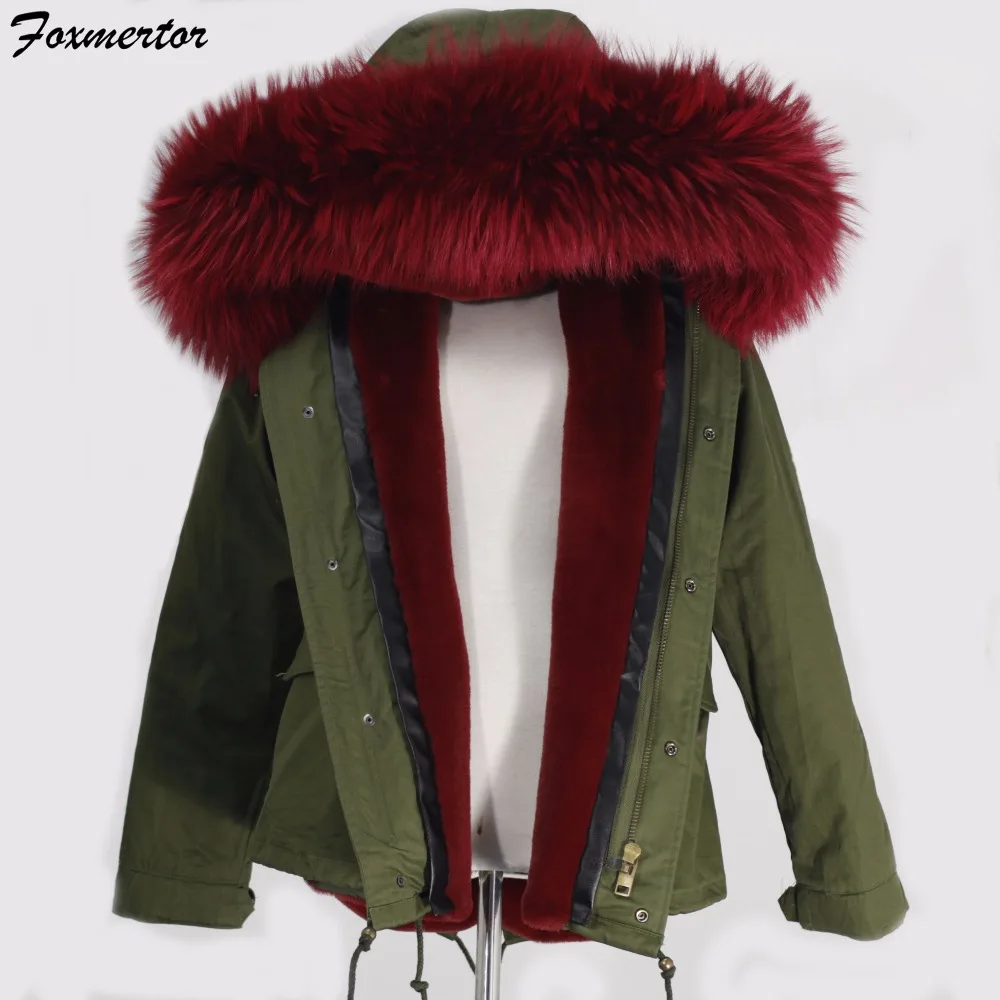 Foxmertor Women Parka 2016 Female Winter Jackets and Coats Real Raccoon Fur Collar Ladies Coat Thick Cotton Padded Lining #F254