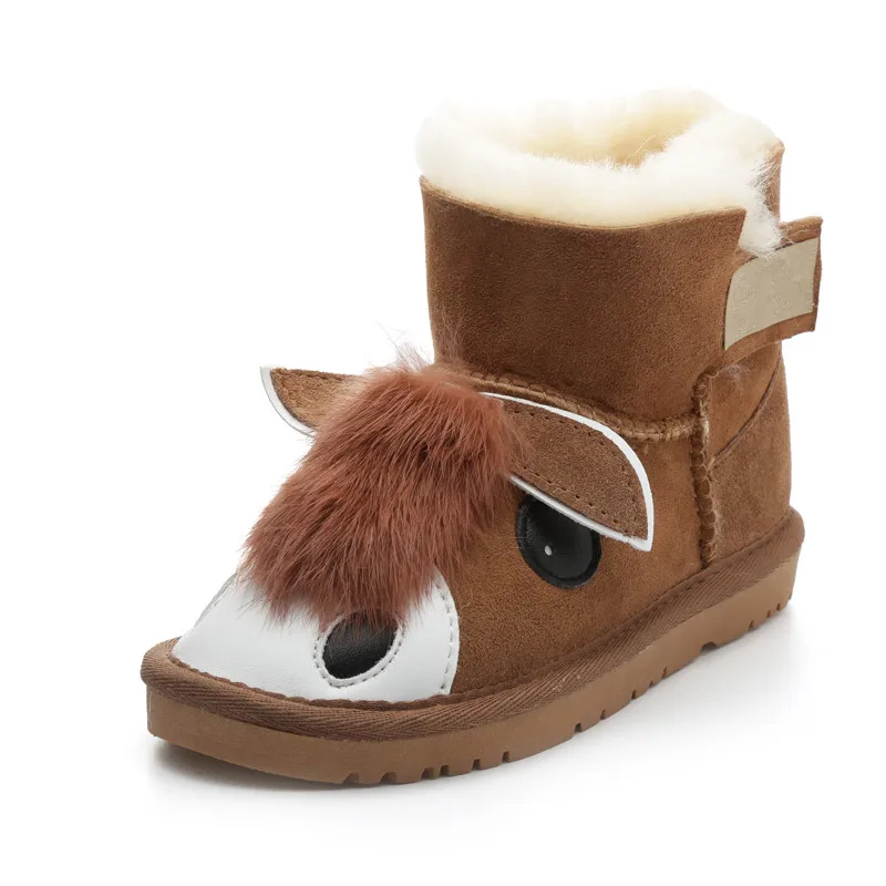 

2018 Monster Baby Girls Boots Winter Sheep Skin Leather And Fur Baby Botas Waterproof Infant Leather Boots Boys Bootie Shoes