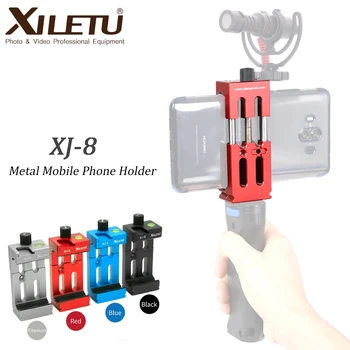

XILETU XJ-8 Tripod Head Bracket Mobile Phone Holder Clip For Phone Flashlight Microphone With Spirit level and Cold Shoe Mount