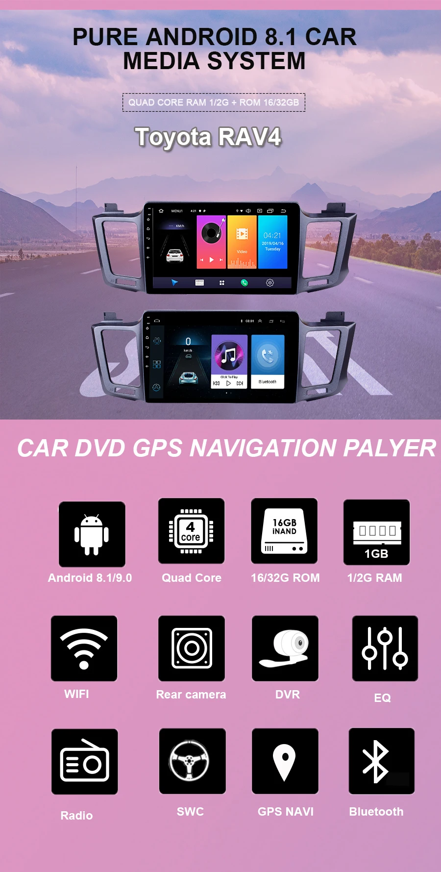Cheap Navivox Android 8.1 4G Car Radio Multimedia Video Audio Player WiFi Navigation GPS For Toyota RAV4 4 2013-18 2 Din no DVD 0