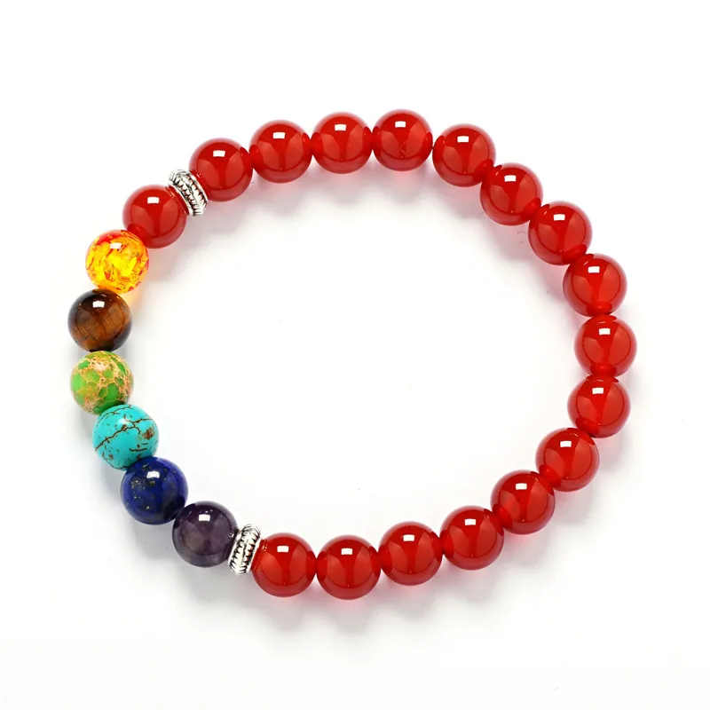 8 мм многоцветные мужские браслеты Черная Лава 7 Чакра исцеляющий баланс бусины браслет для женщин рейки молитва Йога браслет Камни