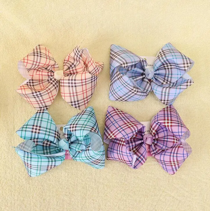 plaid ribbon hairbow