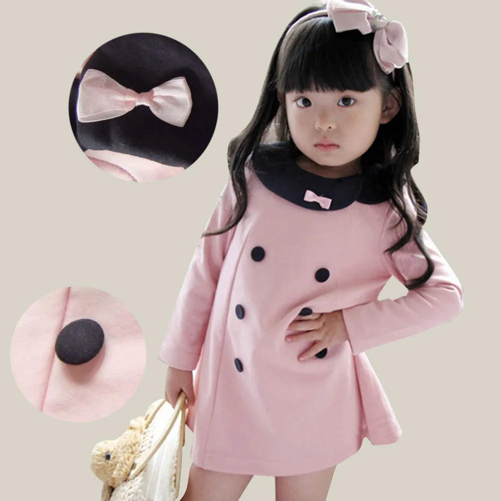 New Kids Children's Winter Clothing Toddlers Shirt Girls Pink Cotton Princess Party Dress Top
