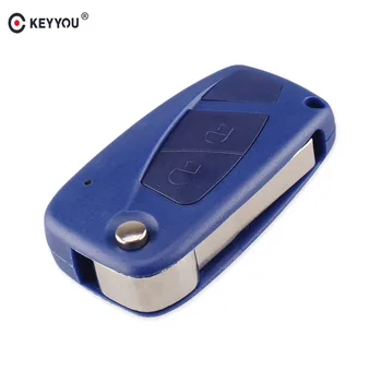 

KEYYOU Remote Car Key Case Shell Cover Fob Blank for Fiat Punto Ducato Stilo Panda Central 500 Punto Bravo 2 Button Fob Key Case