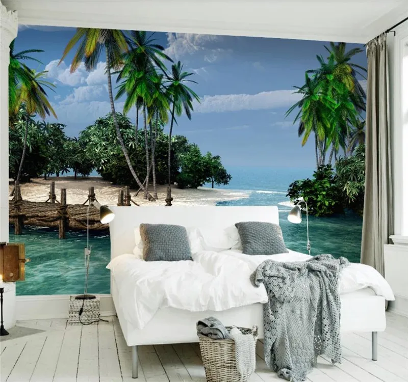Custom wallpaper murals creative simple European and American landscape wall sea decoration waterproof material Custom wallpaper murals creative simple European and American landscape wall sea decoration waterproof material