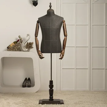 

New Arrival Men Male Half Body Mannequin With Wood Arms Include Base