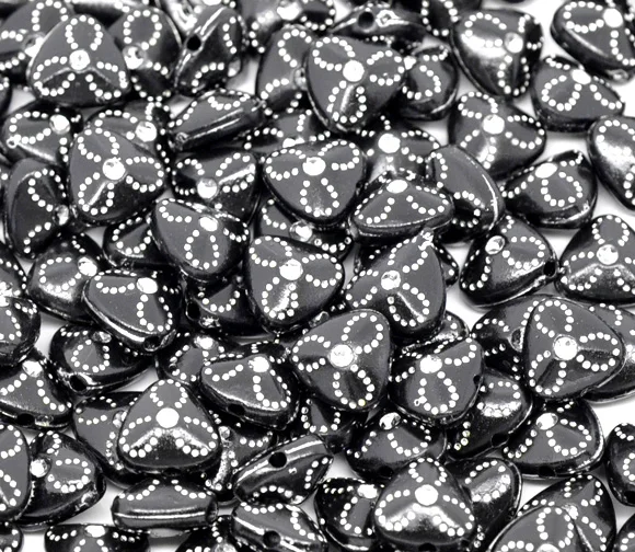

Acrylic Spacer Beads Triangle Black Silver Plated Flower Pattern Color Plated About 9mmx9mm,Hole: Approx 1mm,90 PCs new