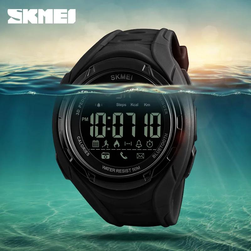 SKMEI Bluetooth Smart Watch Silicone Strap Clock Men Waterproof Mens Watches Top Brand Luxury Sport Smartwatch Relogio Masculino