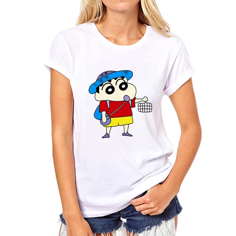 New Funny printing T-shirt Women Cute Crayon Shin Chan Cartoon Girl Short Sleeve Summer Fashion Clothing Funny tops tees