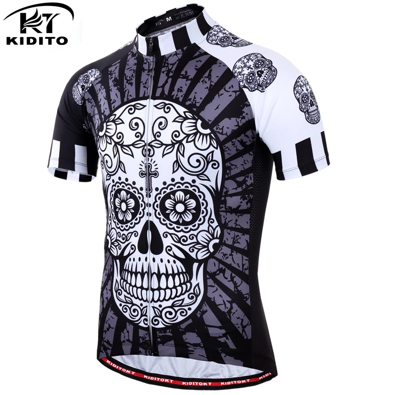 

KIDITOKT 2019 New Skull Cycling Clothing Mans Mountain Bike Wear 100% Polyester Racing Bicycle Clothes Breathable Cycling Jersey