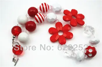

10 pcs Red Sunflower Girls Chunky Girls Big Bead Girls Necklace Chunky Bubblegum Necklace for kids CB240