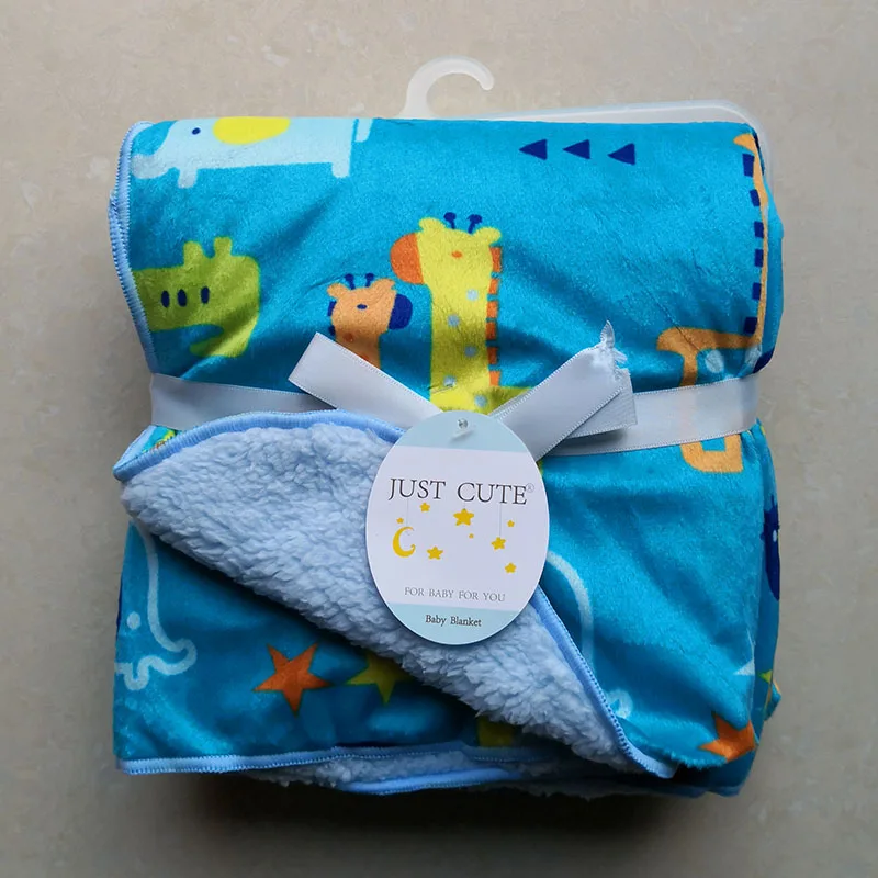 Просто милые новые детские одеяла, уплотненные двухслойные коралловые флисовые пеленки для младенцев, конверт для новорожденных, постельные принадлежности, одеяло - Цвет: 093